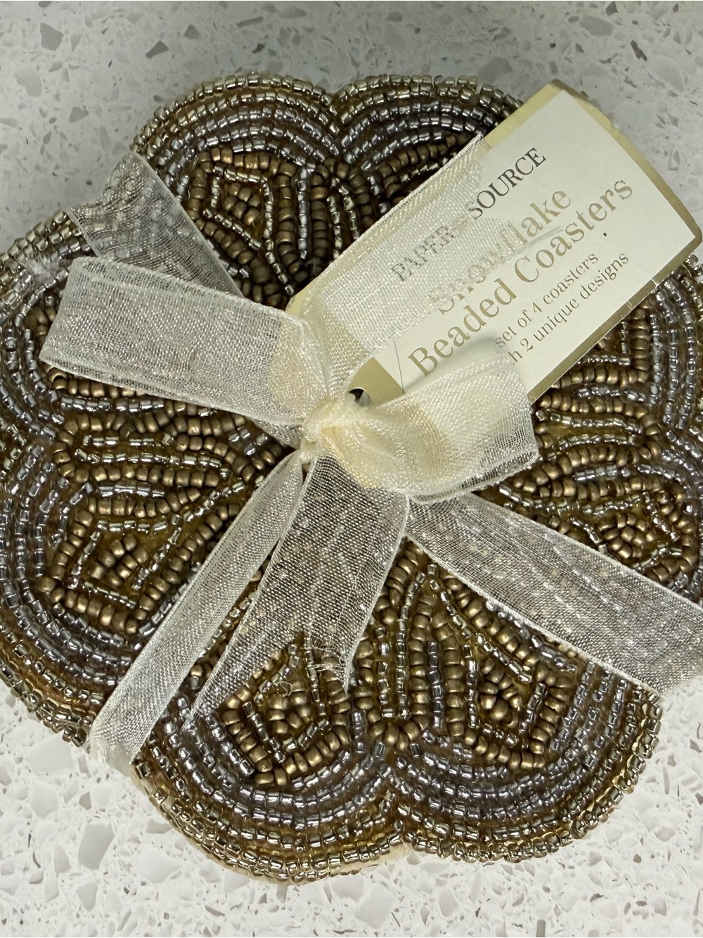 Paper Source Gold and Silver Beaded Coasters